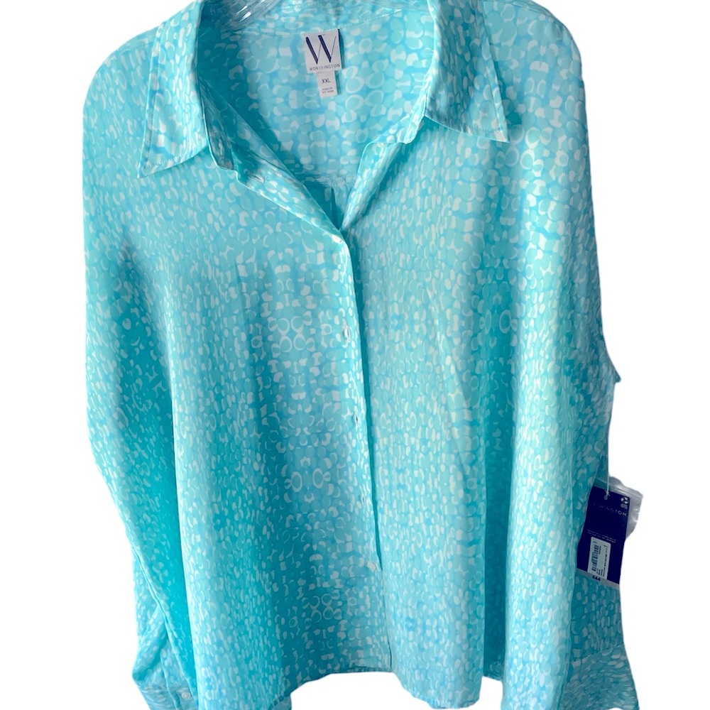 Worthington sheer button down blouse.